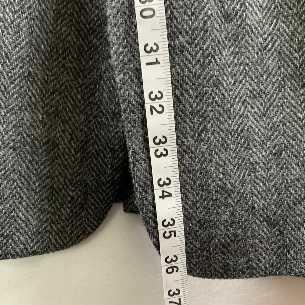 VTG Men 100% Wool Herringbone Tweed Blazer 52L Gray Wood Buttons Wide Lapel